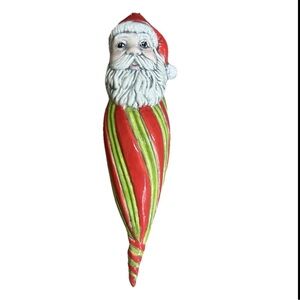 Santa Spiral Christmas Ornament Ceramic Handmade 6”